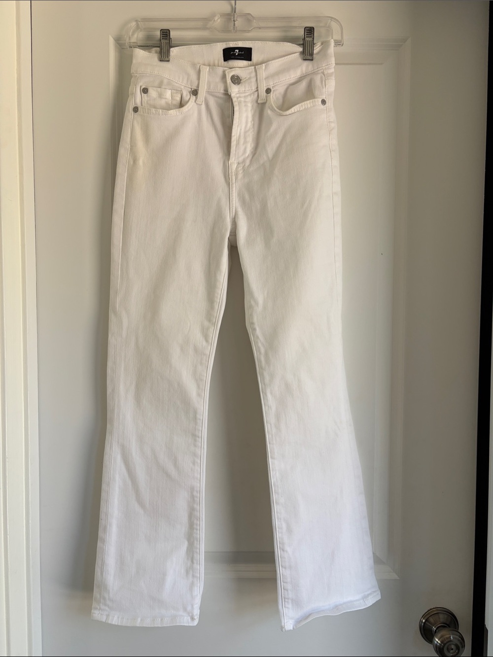 7 For All Mankind White High-Rise Flare Jeans